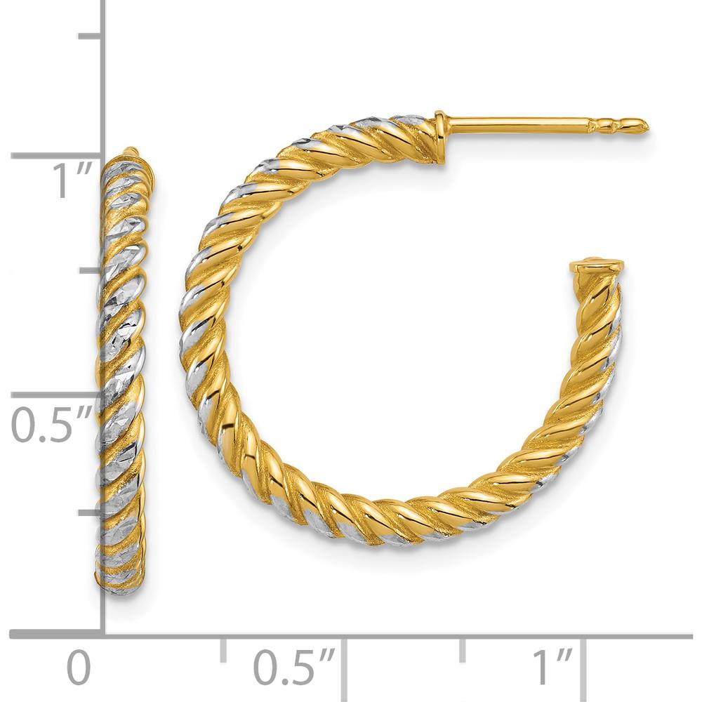 14K Yellow Gold Diamond-Cut Twisted C-Hoop Earrings - 23.3mm by 0