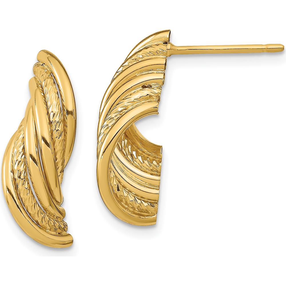 14K Yellow Gold Diamond-Cut Twisted Post Dangle Earrings by 0