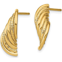 14K Yellow Gold Diamond-Cut Twisted Post Dangle Earrings by 0