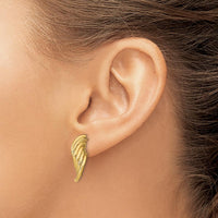 14K Yellow Gold Diamond-Cut Twisted Post Dangle Earrings by 0