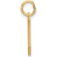 14K Yellow Gold Diamond-Cut "W" Initial Charm with Brushed Finish and Satin Back by Oro Pregiato