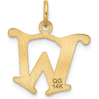 14K Yellow Gold Diamond-Cut "W" Initial Charm with Brushed Finish and Satin Back by Oro Pregiato
