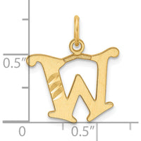 14K Yellow Gold Diamond-Cut "W" Initial Charm with Brushed Finish and Satin Back by Oro Pregiato