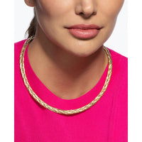 14K Yellow Gold Diamond-Cut Woven Chain Necklace - 18" with Lobster Clasp by Orozza Fine Jewelry