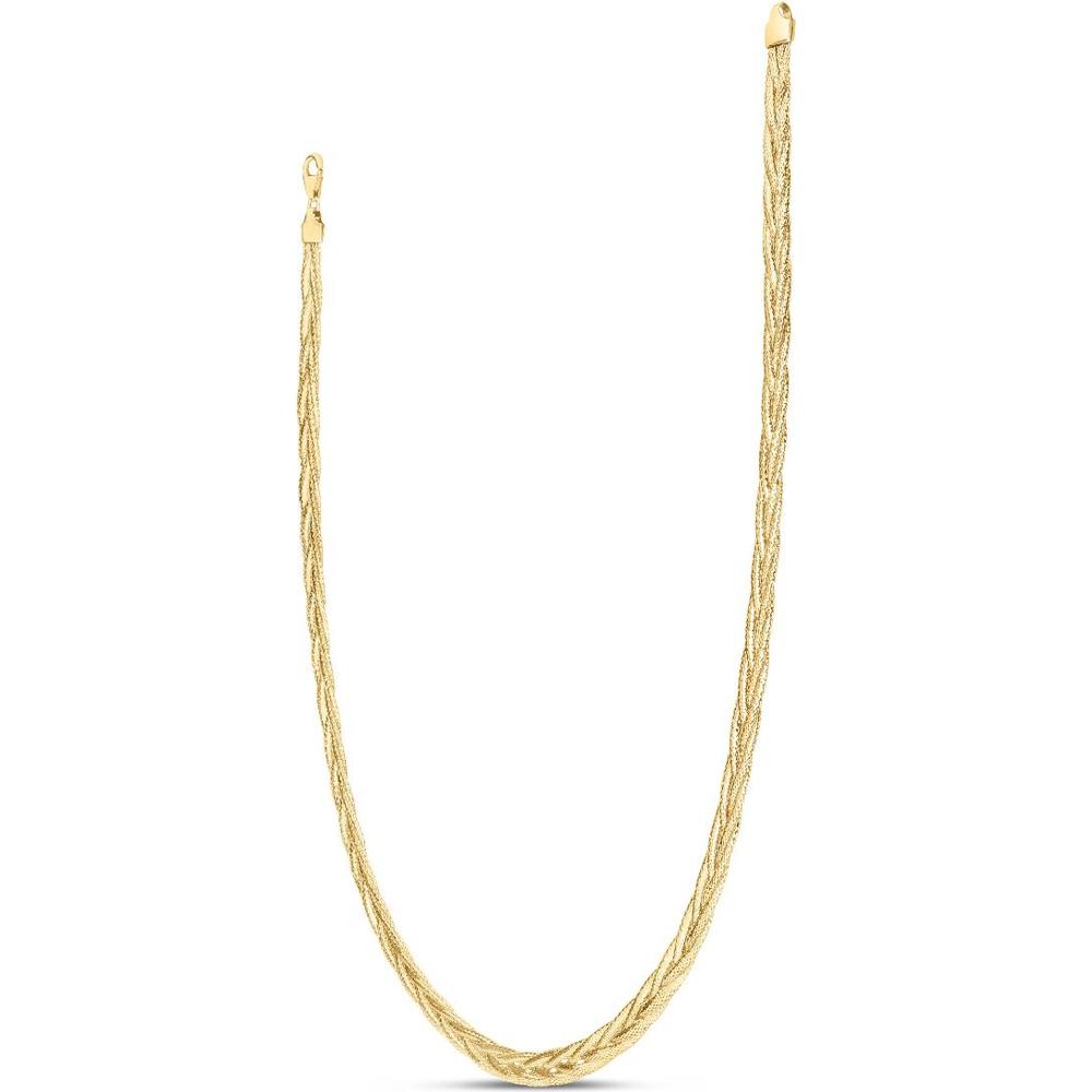 14K Yellow Gold Diamond-Cut Woven Chain Necklace - 18" with Lobster Clasp by Orozza Fine Jewelry