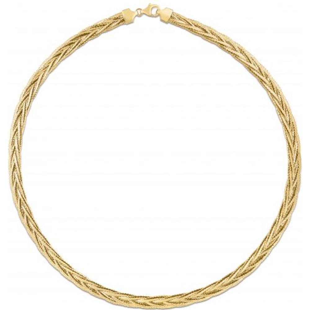 14K Yellow Gold Diamond-Cut Woven Chain Necklace - 18" with Lobster Clasp by Orozza Fine Jewelry