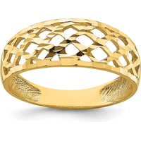 14K Yellow Gold Diamond-Cut Woven Pattern Dome Fashion Ring by 0