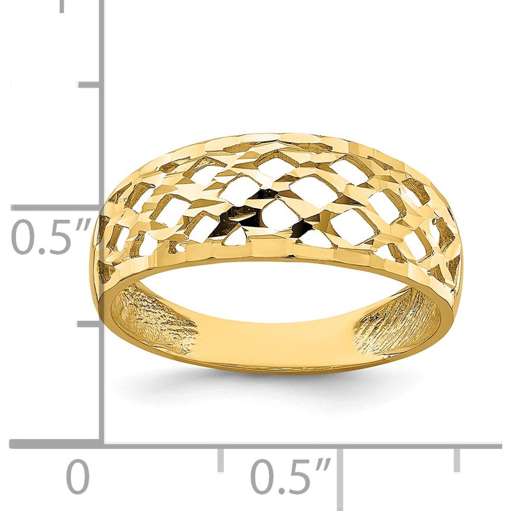 14K Yellow Gold Diamond-Cut Woven Pattern Dome Fashion Ring by 0