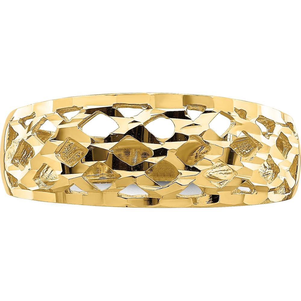 14K Yellow Gold Diamond-Cut Woven Pattern Dome Fashion Ring by 0