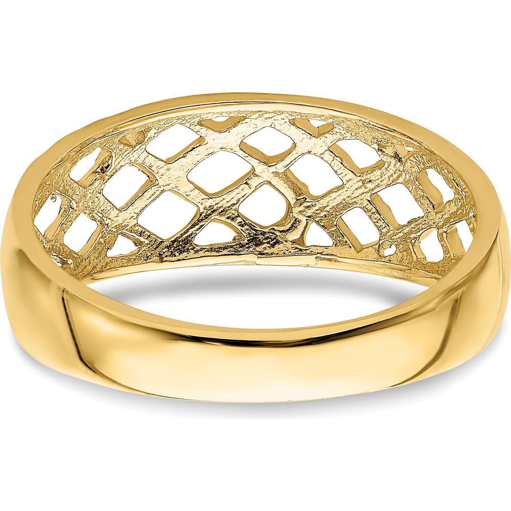 14K Yellow Gold Diamond-Cut Woven Pattern Dome Fashion Ring by 0