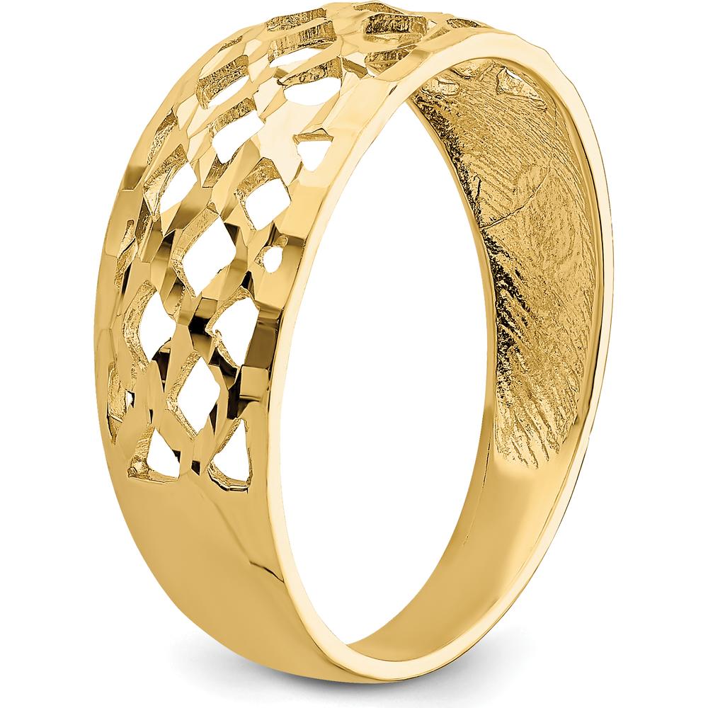 14K Yellow Gold Diamond-Cut Woven Pattern Dome Fashion Ring by 0