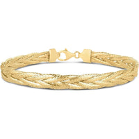 14K Yellow Gold Diamond Cut Woven Rapunzel Chain Bracelet - 7.25" by Orozza Fine Jewelry