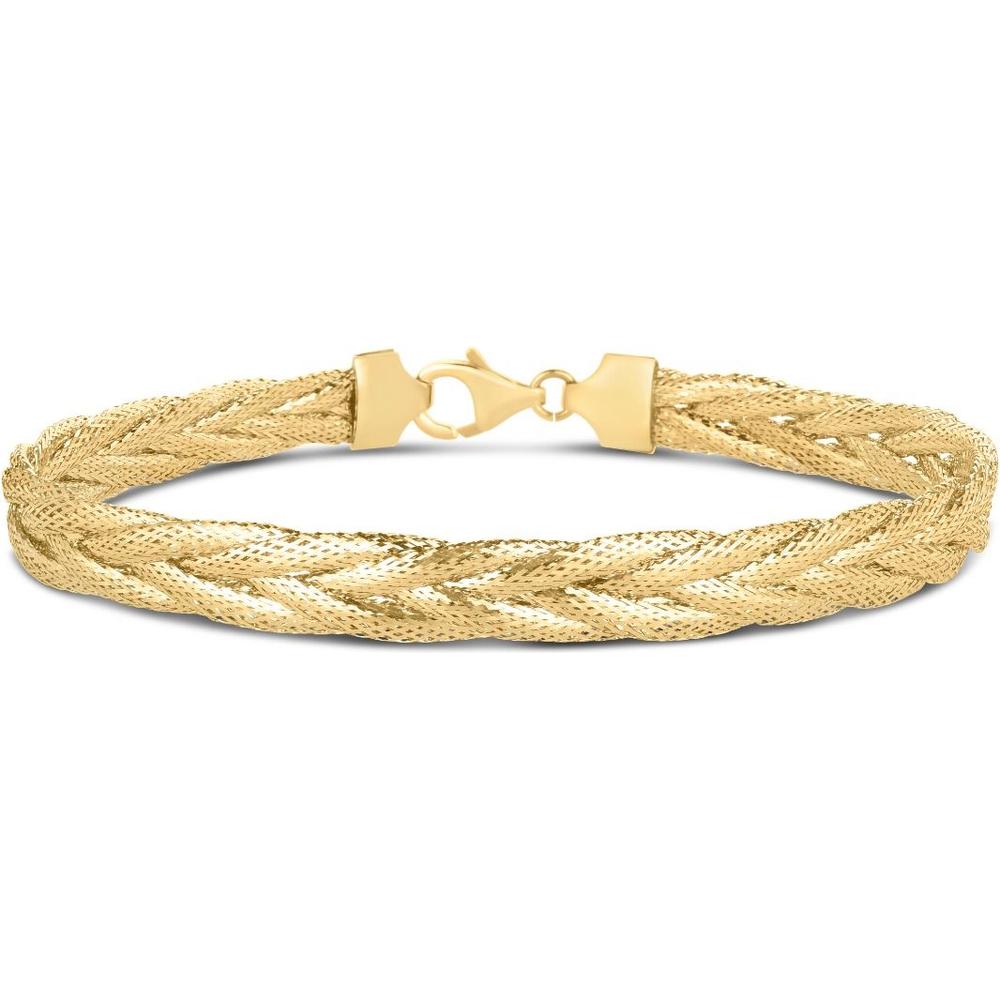 14K Yellow Gold Diamond Cut Woven Rapunzel Chain Bracelet - 7.25" by Orozza Fine Jewelry