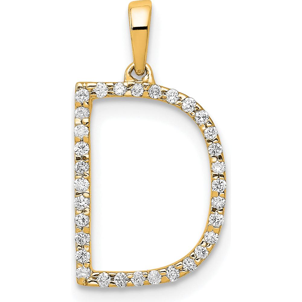 14K Yellow Gold Diamond "D" Initial Pendant with Full Circle Diamond Setting by Oro Pregiato