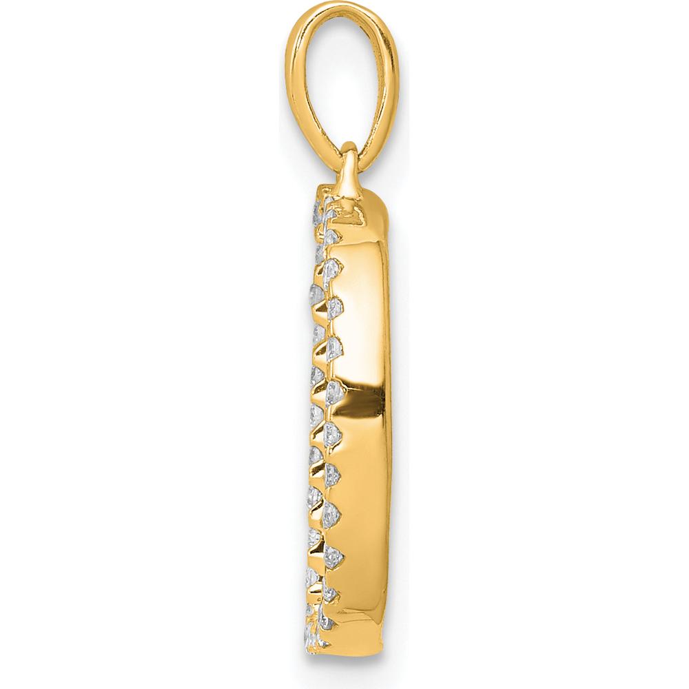 14K Yellow Gold Diamond "D" Initial Pendant with Full Circle Diamond Setting by Oro Pregiato