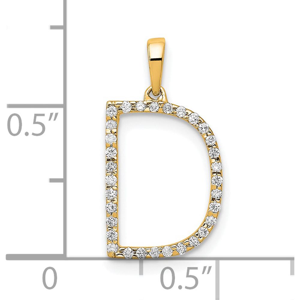 14K Yellow Gold Diamond "D" Initial Pendant with Full Circle Diamond Setting by Oro Pregiato