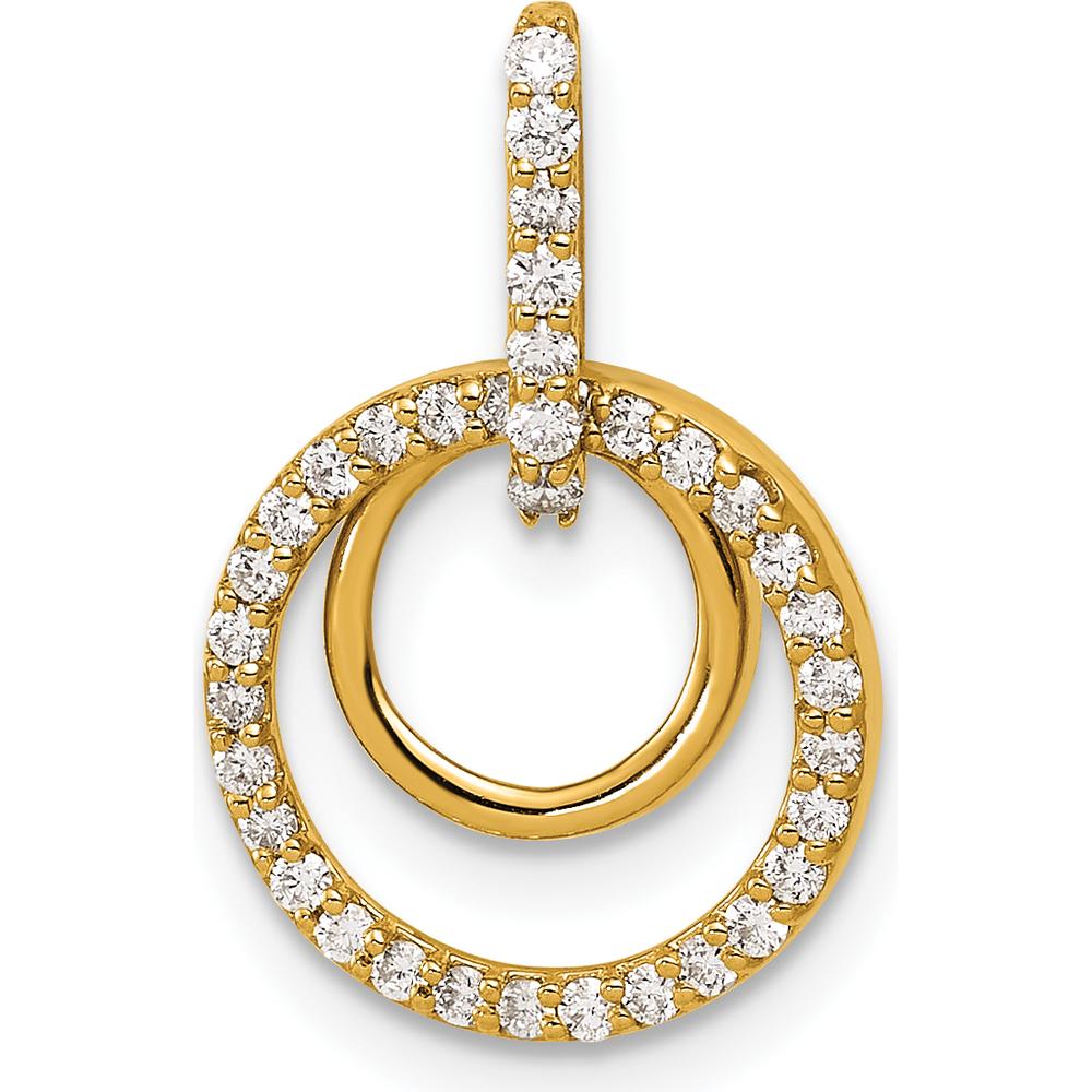 14K Yellow Gold Diamond Double Circle Dangle Pendant - 1/4 Carat Total Diamond Weight by Oro Pregiato
