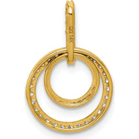 14K Yellow Gold Diamond Double Circle Dangle Pendant - 1/4 Carat Total Diamond Weight by Oro Pregiato
