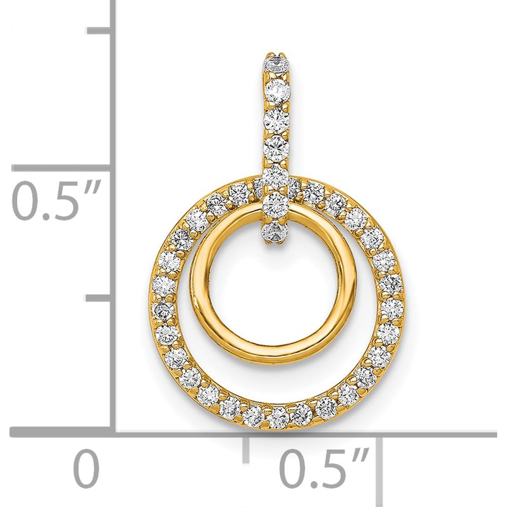 14K Yellow Gold Diamond Double Circle Dangle Pendant - 1/4 Carat Total Diamond Weight by Oro Pregiato