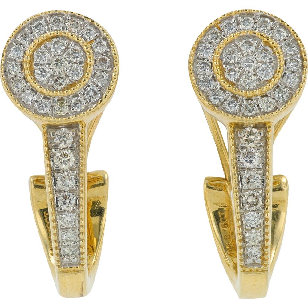 14K Yellow Gold Diamond Double Halo Stud Earrings - 0.38 Carat Total Diamond Weight