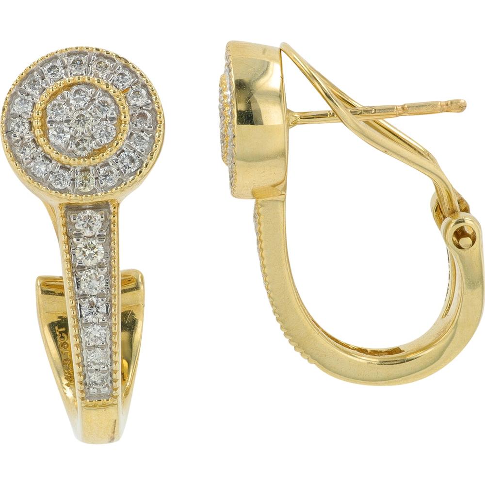 14K Yellow Gold Diamond Double Halo Stud Earrings - 0.38 Carat Total Diamond Weight