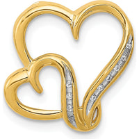 14K Yellow Gold Diamond Double Heart Pendant with 10 Round Diamonds - 0.03 Carat Total Diamond Weight by Monteluci Fine Jewelry