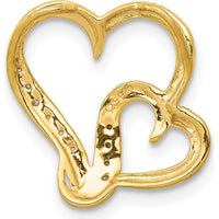 14K Yellow Gold Diamond Double Heart Pendant with 10 Round Diamonds - 0.03 Carat Total Diamond Weight by Monteluci Fine Jewelry