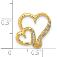14K Yellow Gold Diamond Double Heart Pendant with 10 Round Diamonds - 0.03 Carat Total Diamond Weight by Monteluci Fine Jewelry