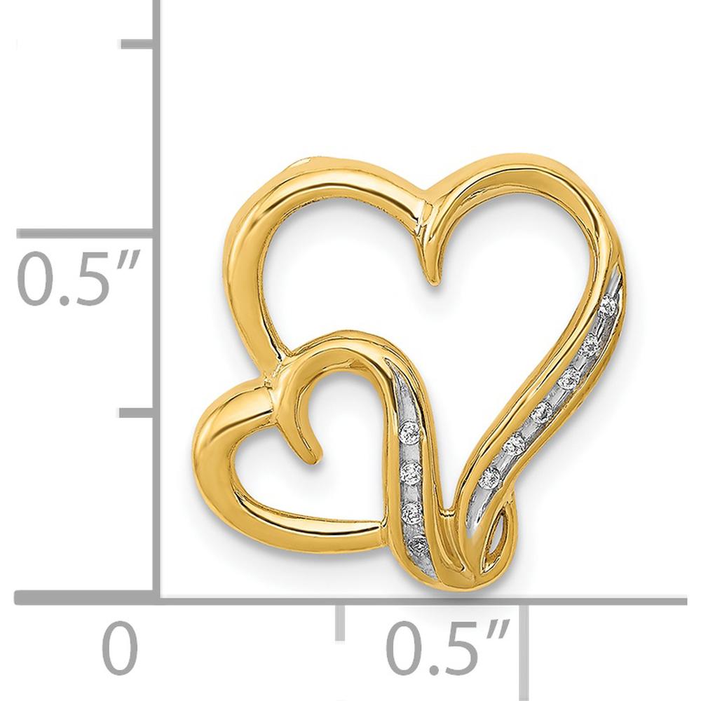 14K Yellow Gold Diamond Double Heart Pendant with 10 Round Diamonds - 0.03 Carat Total Diamond Weight by Monteluci Fine Jewelry