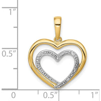 14K Yellow Gold Diamond Double Heart Pendant with Rhodium Accent - 0.01 Carat Total Diamond Weight by Monteluci Fine Jewelry