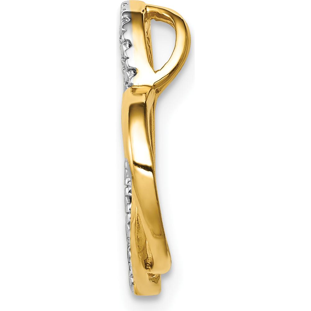14K Yellow Gold Diamond Double Heart Pendant with Rhodium Finish - 0.007 Carat Total Diamond Weight by Monteluci Fine Jewelry