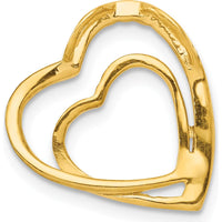 14K Yellow Gold Diamond Double Heart Pendant with Rhodium Finish - 0.007 Carat Total Diamond Weight by Monteluci Fine Jewelry