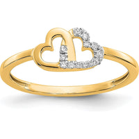 14K Yellow Gold Diamond Double Heart Ring - 0.06 Carat Total Diamond Weight by 0