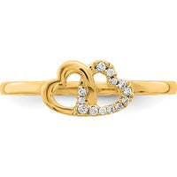 14K Yellow Gold Diamond Double Heart Ring - 0.06 Carat Total Diamond Weight by 0