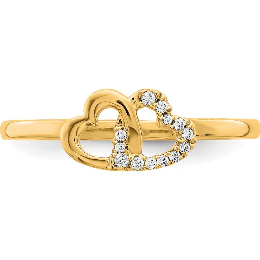 14K Yellow Gold Diamond Double Heart Ring - 0.06 Carat Total Diamond Weight by 0