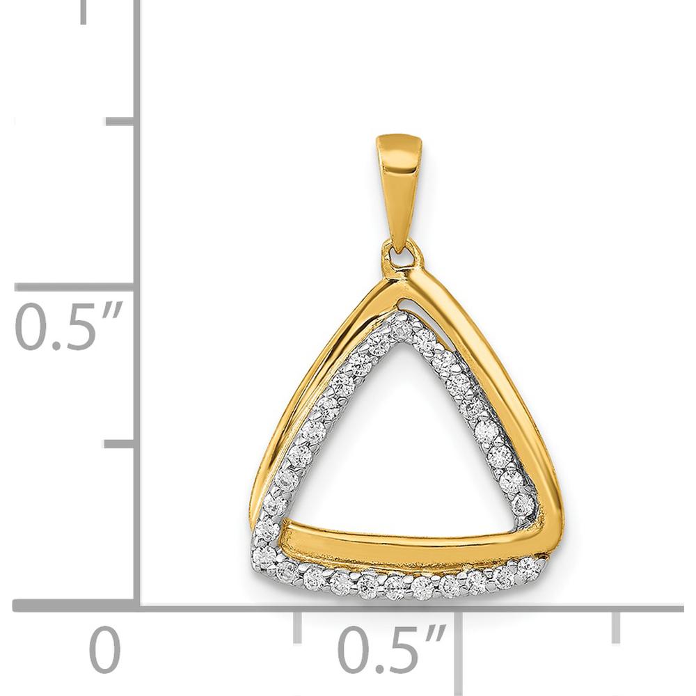 14K Yellow Gold Diamond Double Triangle Pendant - 1/6 Carat Total Diamond Weight by Monteluci Fine Jewelry