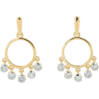 14K Yellow Gold Diamond Drop Earrings - 0.22 Carat Total Diamond Weight