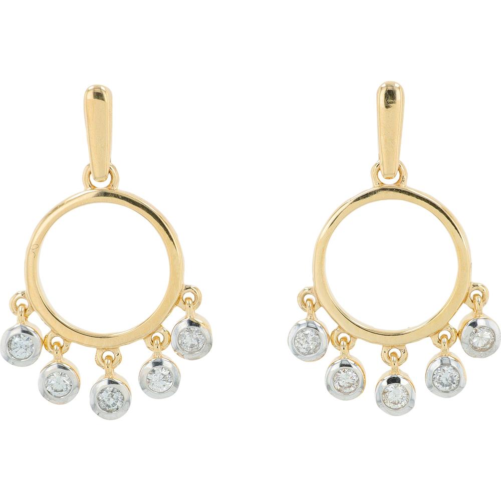 14K Yellow Gold Diamond Drop Earrings - 0.22 Carat Total Diamond Weight