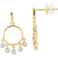 14K Yellow Gold Diamond Drop Earrings - 0.22 Carat Total Diamond Weight