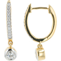 14K Yellow Gold Diamond Drop Earrings with 0.35 Carat Total Diamond Weight
