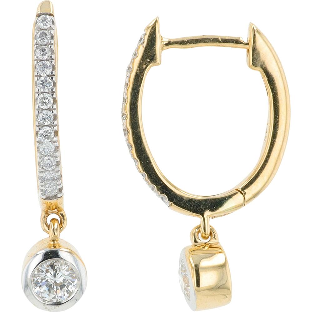 14K Yellow Gold Diamond Drop Earrings with 0.35 Carat Total Diamond Weight