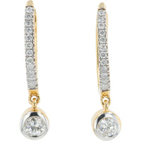 14K Yellow Gold Diamond Drop Earrings with 0.35 Carat Total Diamond Weight