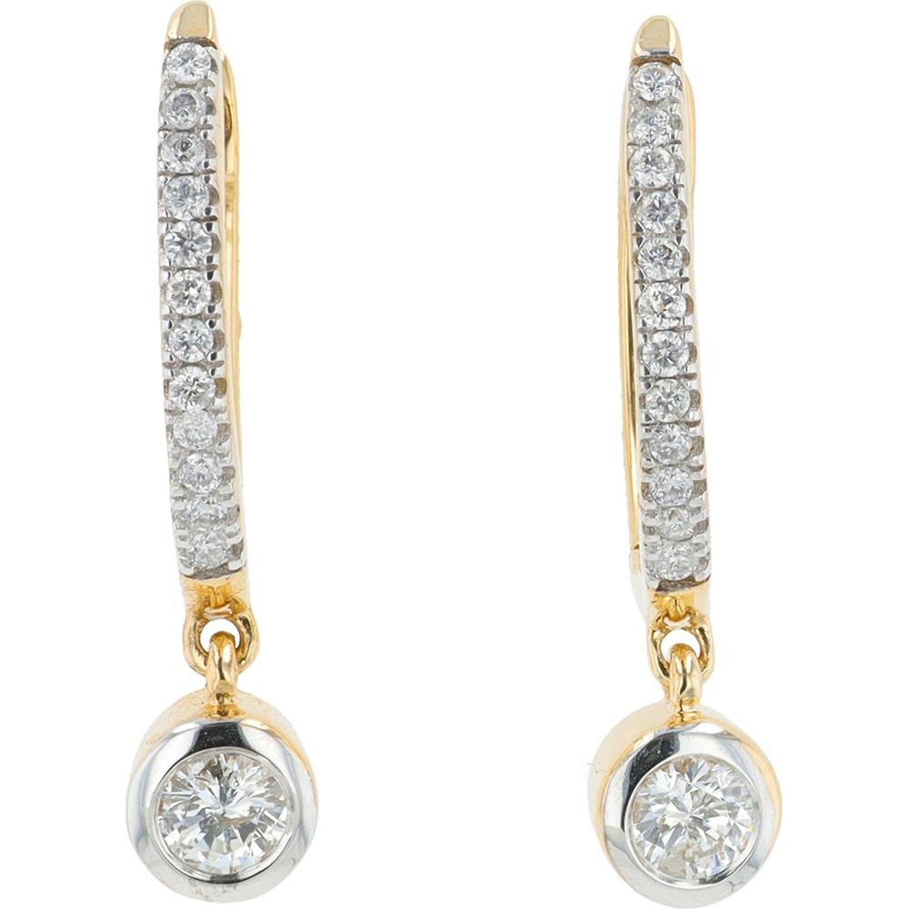 14K Yellow Gold Diamond Drop Earrings with 0.35 Carat Total Diamond Weight
