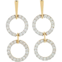 14K Yellow Gold Diamond Drop Earrings with 0.86 Carat Total Diamond Weight