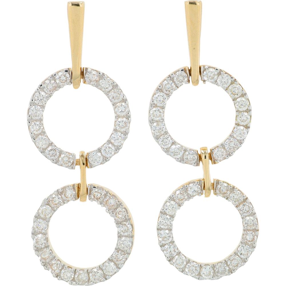 14K Yellow Gold Diamond Drop Earrings with 0.86 Carat Total Diamond Weight