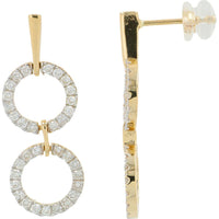 14K Yellow Gold Diamond Drop Earrings with 0.86 Carat Total Diamond Weight