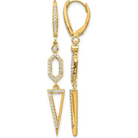 14K Yellow Gold Diamond Drop Earrings with Geometric Design - 0.05 Carats Total Diamond Weight by Monteluci Fine Jewelry