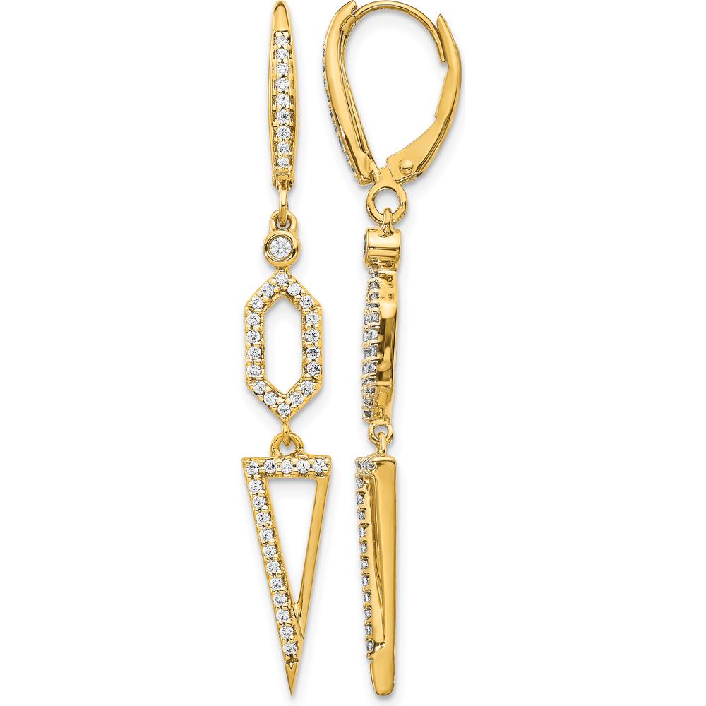 14K Yellow Gold Diamond Drop Earrings with Geometric Design - 0.05 Carats Total Diamond Weight by Monteluci Fine Jewelry