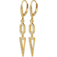 14K Yellow Gold Diamond Drop Earrings with Geometric Design - 0.05 Carats Total Diamond Weight by Monteluci Fine Jewelry