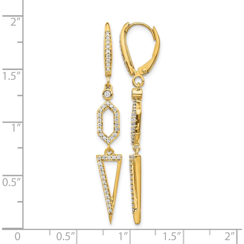 14K Yellow Gold Diamond Drop Earrings with Geometric Design - 0.05 Carats Total Diamond Weight by Monteluci Fine Jewelry